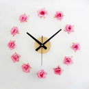 3D Rose Wall Clock Large DIY Romantic Living Room Decor Sticker