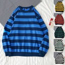 Men's Striped Sweatshirt Casual Loose Fit Hoodie Pullover Tops