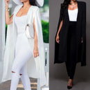 Women Cloak Coat Long Split Sleeve Shawl Collar Office Blazer Cape