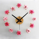 3D Rose Wall Clock Large DIY Romantic Living Room Decor Sticker
