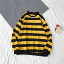 Men's Striped Sweatshirt Casual Loose Fit Hoodie Pullover Tops