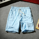 Mens Summer Shorts Cotton Linen Casual Solid Color Lace Up Pants