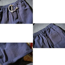 Mens Summer Shorts Cotton Linen Casual Solid Color Lace Up Pants