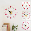 3D Rose Wall Clock Large DIY Romantic Living Room Decor Sticker