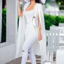 Women Cloak Coat Long Split Sleeve Shawl Collar Office Blazer Cape