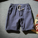Mens Summer Shorts Cotton Linen Casual Solid Color Lace Up Pants