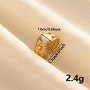 Bohemian Adjustable Stainless Steel Ring White Enamel Gold Color