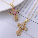 Zircon Cross Necklace Stainless Steel Pendant Shiny Hip Hop Jewelry
