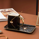 Ceramic Coffee Cup And Saucer Set With Creative Bag Shape Tray