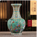 Chinese Antique Ceramic Vase Enamel Flower Bird Porcelain Decor