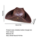 Brown Faux Leather Pirate Hat Triangle Cosplay Costume Accessory