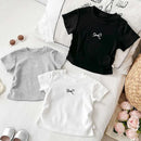 Kids Short Sleeve T-shirt Cotton Bowknot Casual Summer Tee For Girls