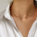 Women's Pearl Necklace Gold Beads Double Layer Chain Choker