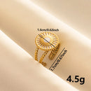 Bohemian Adjustable Stainless Steel Ring White Enamel Gold Color