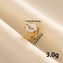 Bohemian Adjustable Stainless Steel Ring White Enamel Gold Color