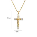 Zircon Cross Necklace Stainless Steel Pendant Shiny Hip Hop Jewelry