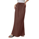 Women Linen Maxi Skirt Summer Cotton Elastic Waist Boho Beach Skirt