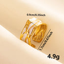 Bohemian Adjustable Stainless Steel Ring White Enamel Gold Color