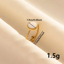 Bohemian Adjustable Stainless Steel Ring White Enamel Gold Color