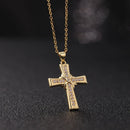 Zircon Cross Necklace Stainless Steel Pendant Shiny Hip Hop Jewelry