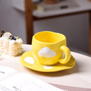 Clouds Ceramic Coffee Cups With Saucers Irregular Dessert Plates Set