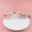 Pet Collar Pink Lace Bow Bell Adjustable Cat Dog Accessories