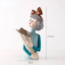 Creative Bow Girl Resin Vase Statue Decoration For Living Room Bedroom