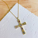 Zircon Cross Necklace Stainless Steel Pendant Shiny Hip Hop Jewelry