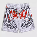 Men Swim Trunks Elastic Waist Summer Beach Shorts Hand Print