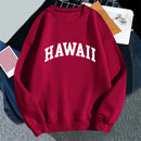 Hawaii Print Women Hoodies Oversized Vintage Round Neck Sweatshirt