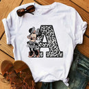 26 Letter Printed Women T-shirts Casual Graphic Summer Short Sleeve Tops