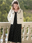 Women Vintage Lace Cardigan Elegant White Short French Style Jacket