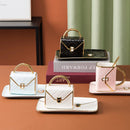 Ceramic Coffee Cup And Saucer Set With Creative Bag Shape Tray