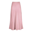 Women's High Waist Satin Skirt A-Line Glossy Solid Color