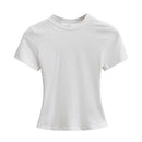 Women's Slim Fit Casual T Shirt Short Sleeve Solid Trendy Top
