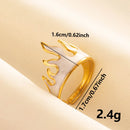 Bohemian Adjustable Stainless Steel Ring White Enamel Gold Color