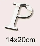 3D Silver English Letters Wall Stickers Acrylic Mirror Home Decor