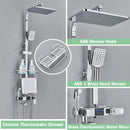 Black Digital Thermostatic Shower Faucet Rainfall Mixer Tap With Shelf