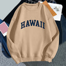 Hawaii Print Women Hoodies Oversized Vintage Round Neck Sweatshirt