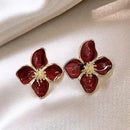 Hibiscus Flower Stud Earrings Romantic French Vintage Wedding Jewelry Gifts