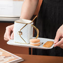 Ceramic Coffee Cup And Saucer Set With Creative Bag Shape Tray