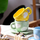 Clouds Ceramic Coffee Cups With Saucers Irregular Dessert Plates Set