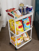 Plastic Rolling Utility Cart With Handle And Wheels For Storage Organizer