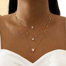 Women's Pearl Necklace Gold Beads Double Layer Chain Choker