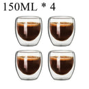 Double Wall Borosilicate Glass Mug Set Heat Resistant Tea Coffee Cups