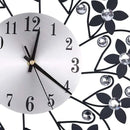 35cm European 3D Large Wall Clock Flower Rhinestone Silent Design