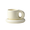 400ml Handmade Ceramic Mug Nordic Oval Plate Cup Saucer Set