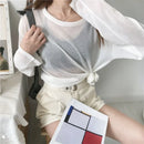 Sheer T-shirts Women Loose Fit Summer Long Sleeve Breathable Top