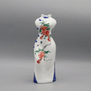 Hand Painted Ceramic Cheongsam Figurine Small Elegant Vase Decor