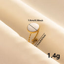 Bohemian Adjustable Stainless Steel Ring White Enamel Gold Color